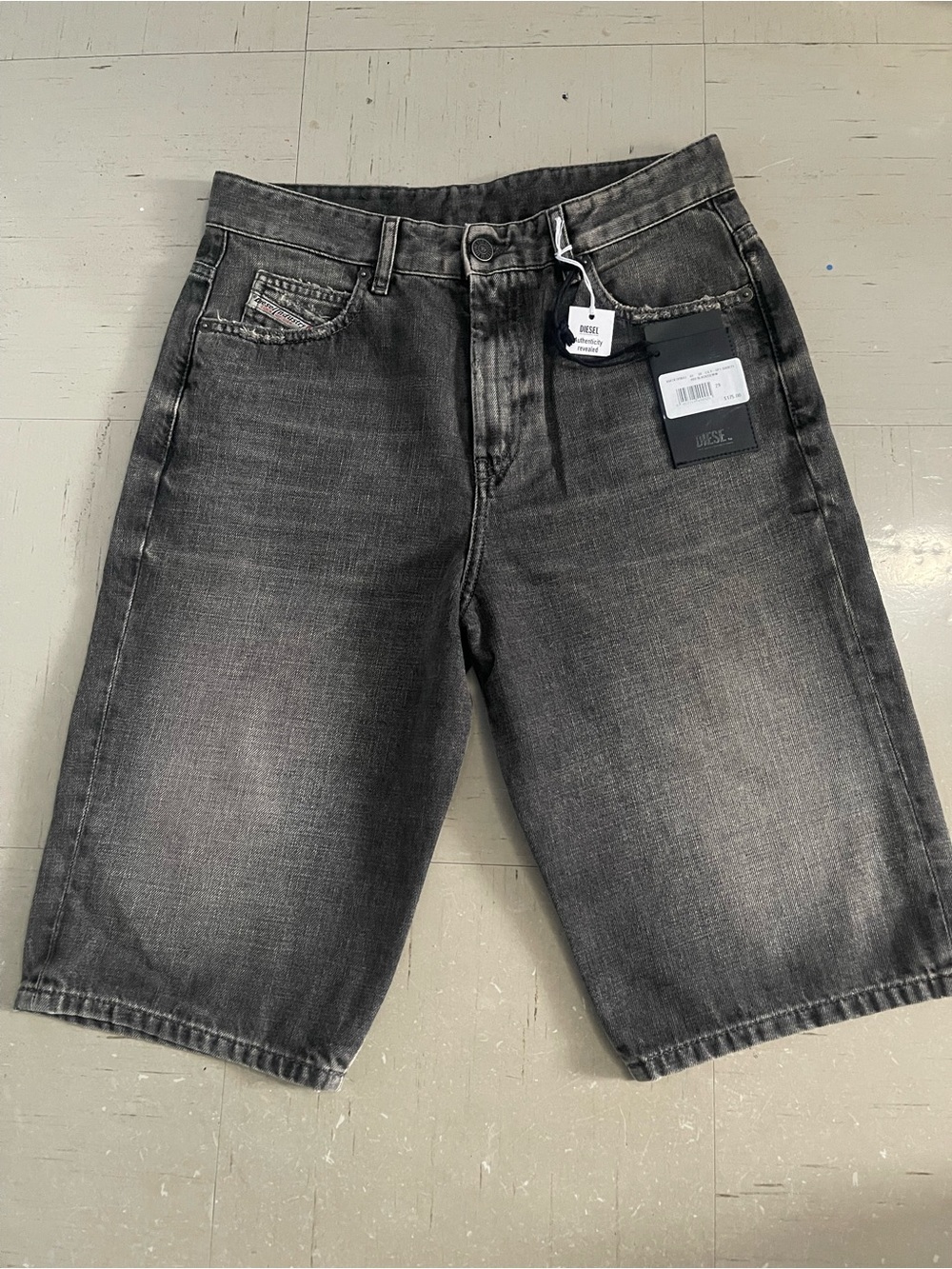 Men's Washed Black Diesel Denim Shorts